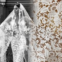 Latest Off White Gorgeous Wedding Dress Guipure Embroidery French Lace Cloth DIY Sewing Needle Work Material