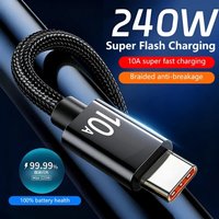 240W USB A To Type C Fast Charging Cable Nylon Braided High Speed Data Transfer Cord For IPhone Xiaomi Samsung Huawei Oppo Vivo