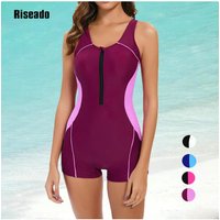 Riseado Sports Swimwear One Piece Swimsuit Sleeveless Surfing Bathing Suit Full Coverage with Boyshorts Pool &Training