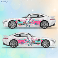 2pcs Cyberpunk Line Tech Bunny Car Side Wraps, Self-Adhesive PVC Waterproof & Scratch-Resistant Stickers, Car Accessory Gift