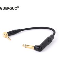 1PC Gold Plate Right Angle 6.35 Mono Jack to 3.5 Stereo Jack Unbalanced Speaker Amplifier Cable for Guitar Keyboard Cable