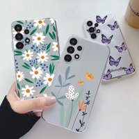 Phone Case For Samsung A13 A16 A17 Floral Silicon Cover For Samsung Galaxy A13 5G Fundas Coque Transparent Soft Capas Flower TPU
