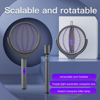 Telescopic Bug Zapper Rotatable Foldable Mosquito Swatter 2-in-1 UV Light Lure USB Rechargeable Extended Handle Fly Killer Home