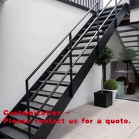 custom.Outdoor Metal Straight Stairs Exterior Staircase Anti-slip Design Galvanized Steel Stair