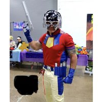 Movie Superhero Peacemaker Cosplay Costume Fancy Adult Men Suit Christopher Smith Outfit With Helmet Boots