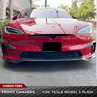 Car Front Bumper Canards Air Vent Trim Cover Fins For Tesla Model S Plaid 2021-2023 Front Bumper Protector Guard Carbon Fiber