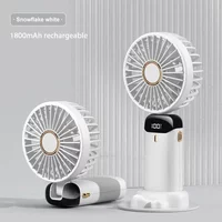 New Mini Folding Portable Neck Hanging Fan with 5-speed USB Charging Fan with Phone Stand and Display 1800mAh