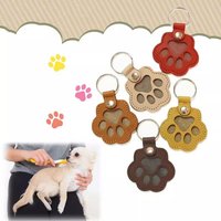 New Leather Car Key Pet Memorial Keychain for Storing Dog and Cat Hair, Dog Paw Pendant for Pets