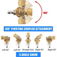 Pressure Washer Pivoting Coupler Rotation Gutter Cleaner Attachment 180 Degree Rotation 1/4 Inch Quick Connect 4500 PSI