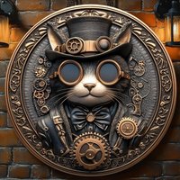 Retro Steampunk Cat 2D Flat High Definition Tin Sign Metal Wall Art for Home Bar Decor