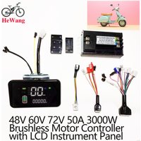 Sterownik silnika bezszczotkowego 48V 60V 72V 50A 3000W z wyświetlaczem prędkości LCD do skutera elektrycznego, trójkołowca, motocykla, e-bike'a