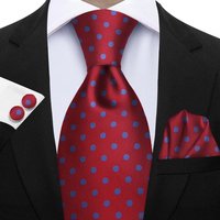 Elegant Ties For Men Gift Fashion Men Tie Set Striped Dot Necktie Handchief Cufflinks 3 Pcs Business Wedding Suit Accessories