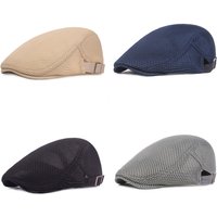 Summer Men Mesh Newsboy Caps British Painters Hats Breathable Ventilate Berets Adjustable Flat Cap Hip Hop Berets