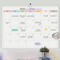 12-Month Wall Calendar Planner, Large Monthly Hanging Calendar with Twin-Wire Binding and Wide Writing Space