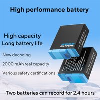 For GoPro Hero 12 11 10 9 Black Battery Charger Kit with USB-A Charging Cable For Go Pro 12 11 10 9 Original Battery Accessories