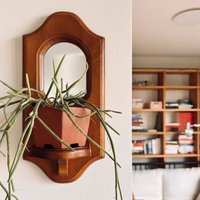 Vintage Wooden Wall Shelves Retro Design Hanging Mirror Functional Storage for Candles & Plants Wall Rack for Cafe & Home Gifts