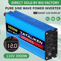 1600W/2200W/3000W/4000W Pure Sine Wave Inverter DC 12V/24V to AC 110V 60hz Power Inverter Charger Converter Adapter EU Socket
