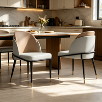 Set Of 2 Dining Chairs Luxurious Upholstered Dining Room Kitchen Chairs Microfiber Silicone Leather 2 Colors for Home Restaurant