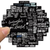 61Pcs Black and White English Inspirational Phrase Stickers For Laptop Bicycle Guitar Skateboard Decal Sticker Story Store
