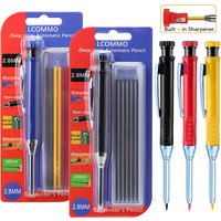 2set Professional Woodworking Pencil Card Set with 2.8mm Lead Refill, Deep Hole Carpenter Marking Pen for Architect Drawing Tool