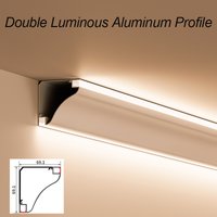Profilé LED en aluminium pour éclairage linéaire d'angle de plafond de salon, éclairage mural LED, profilé réflecteur lumineux en plâtre.