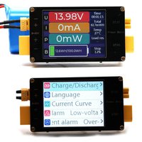 2.4"Inch XT30 XT60 Coulomb Meter 64A Bidirectional Current Power Voltmeter RC Models Drone Battery Charging Discharging Monitor