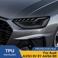 For Audi A3/S3 8V 8Y A4/S4 B9 Car Headlight TPU PPF Protective Film Smoke Black Pre Cut Vinyl Wrap Anti-Scratch Custom Fit