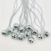 12 Pcs Mini Mirror Disco Ball Necklaces, Silvery | 70s Disco Party Pack - Perfect For Dance & Costume Accessories