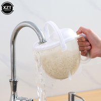 1PCS Food Grade Transparent Plastic Cleaning Rice Bean Sieve Hands-free Kitchen Rice Cleaning Tool Portable Kitchen Accessories