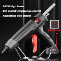 Pistolet à colle thermofusible professionnel avec bâtons de 11mm, contrôle numérique de la température, pistolet en Silicone haute puissance 300W/800W pour le travail du bois