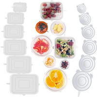 Couvercles extensibles ronds et carrés en Silicone, 12 pièces, sans BPA, différentes tailles, couvercles de bol, couvercle alimentaire réutilisable pour garder les aliments frais