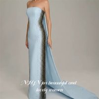NFYN Blue and Black Prom Dresses Strapless Sleeveless Celebrity Dresses Trumpet Women's Evening Dresses Formal Gown Customized