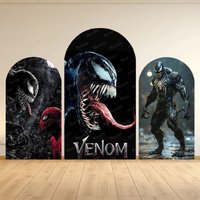 Marvel Venom Arch Backdrop Cover Superhero Banner Dark City Kids Boy Birthday Party Decoration Photography Background Props