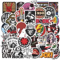 42Pcs Rock Music Stickers Death Rock Graffiti Stickers Trolley Case Travel Case Phone Case Waterproof Decorative Stickers