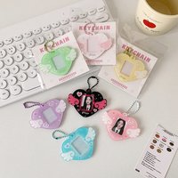 Kpop Fashion Love Angel Wings 1-inch Photo Card Holder Cute Girls Idol Photo Storage Card Bag Decorative Pendant Keychain Gifts