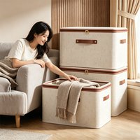 Large Household Foldable Clothes Storage Box Closet Organizer Container with Lid Handle and Zipper Suitable for Wardrobe, Closet