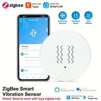 Tuya Smart Zigbee Vibration Sensor Detection Tilt Sensor Shock Alarm Record Smart Life App Notification work with Alexa