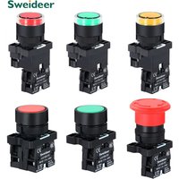 22mm Push Button Switch Momentary Reset ON OFF 12V/220V/48V/24V Black NC NO Power Button for Electrical Industrial Panelboard