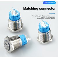 12 16 19 22 mm Metal Push Button Switch with Wire On Off PC Power High Head 12v for Car Momentary Latching Fixed Blue 5V 220V
