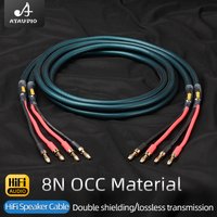 HiFi Speaker Cable for Amplifier Sound Hi-end 8N OCC Silver-plated Loudspeaker Wire with Banana Y Plug Cable