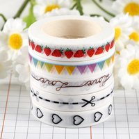 8mmx10meter Slim Washi Tape with Design Strawberries /Bunting/Love/Scissors Masking Tapes for Scrapbooking Diy Journal