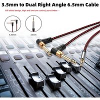 Stereo 3.5mm Jack 1/8" TRS To Dual Right Angle 6.5mm 1/4" TS Adapter for Mixer Amplifier Speaker 6.35mm Y Splitter Audio Cable