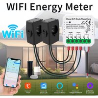 Tuya Wifi Smart Energy Meter 80A Current Sensor Solar PV System Power Production Consumption Bidirectional Monitor APP Control