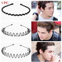 Fashion Alice Style Unisex Sports Metal Hairband Wavy Headband Casual Headwear Black Head Hoop