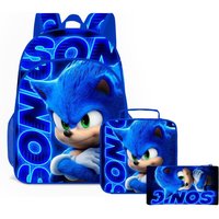 3Pcs Kid Bookbags Set Lightweight 3D Printing Fashionable Enough Space Anime Backpack 600D Plain Weave Oxford for Day Trips