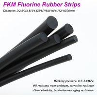 1/2/5m Black Fluorine Rubber Solid Strip Dia. 2~20mm Wear Resistant FKM O-Ring Round Strips Not Foaming Viton Bar Sealing Strips