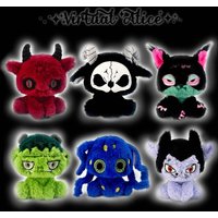 Original Blue Plush Doll Alice Dark Gothic Subculture Grim Reaper Devil Stuffed Toy Niche Cartoon Collectible Gift For Goth Fans