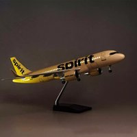 Spirit Aviation Airbus A320 Neo 1/80 Scale 47cm Metal Resin Aircraft Model Collectible Display Piece with Lights and Landing Gea