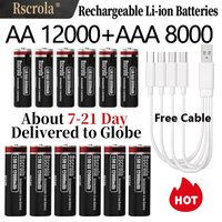 1.5V Rechargeable Li-ion Battery AA 12000mAh/AAA 8000mAh Type-C Fast Charge High Capacity, Cameras/Mouse/Xbox Controllers/Toys