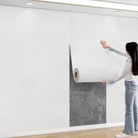 Autocollant mural 3D en mousse de lin auto-adhésif, papier peint PVC résistant à l'humidité pour salon, chambre, salle de bain, dortoir, décoration intérieure